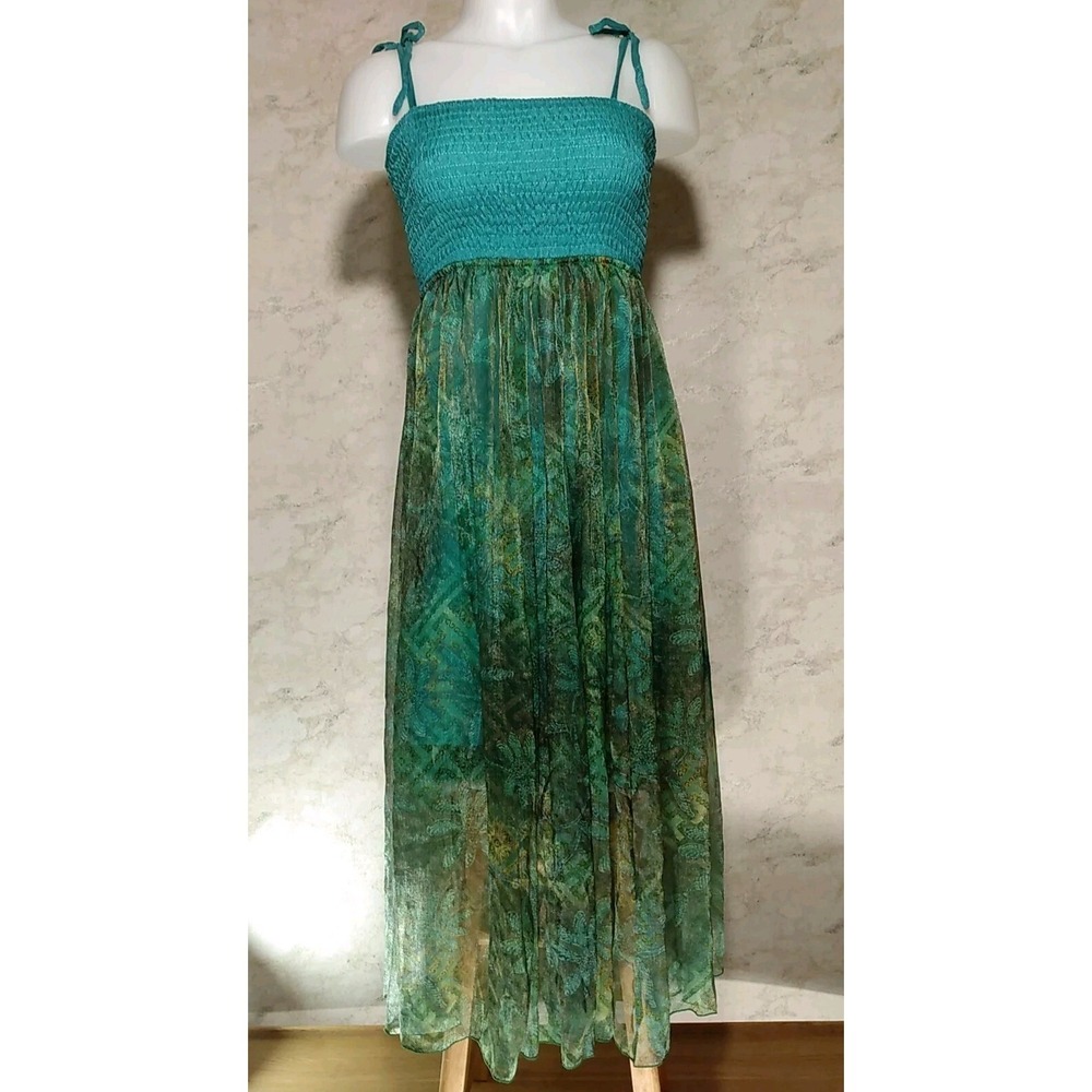 Hibiscus‎ Hawaii Women's Floral Sheer Lined Adjustable Hem Dress Size One Size